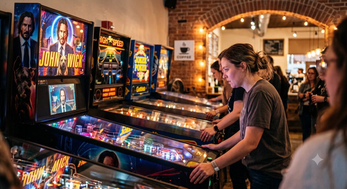 Pinball players line up to play in tournament